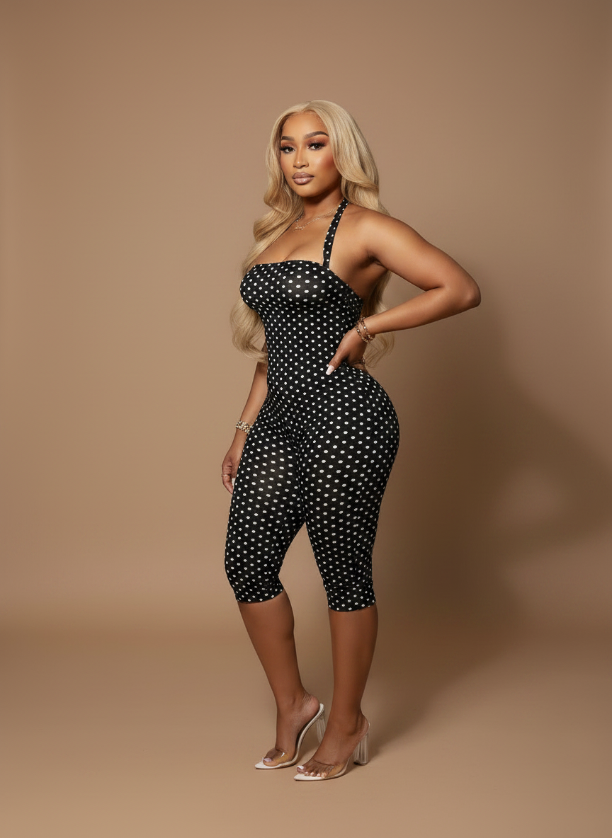 Naevo Polka Dot Slim Fit Jumpsuit
