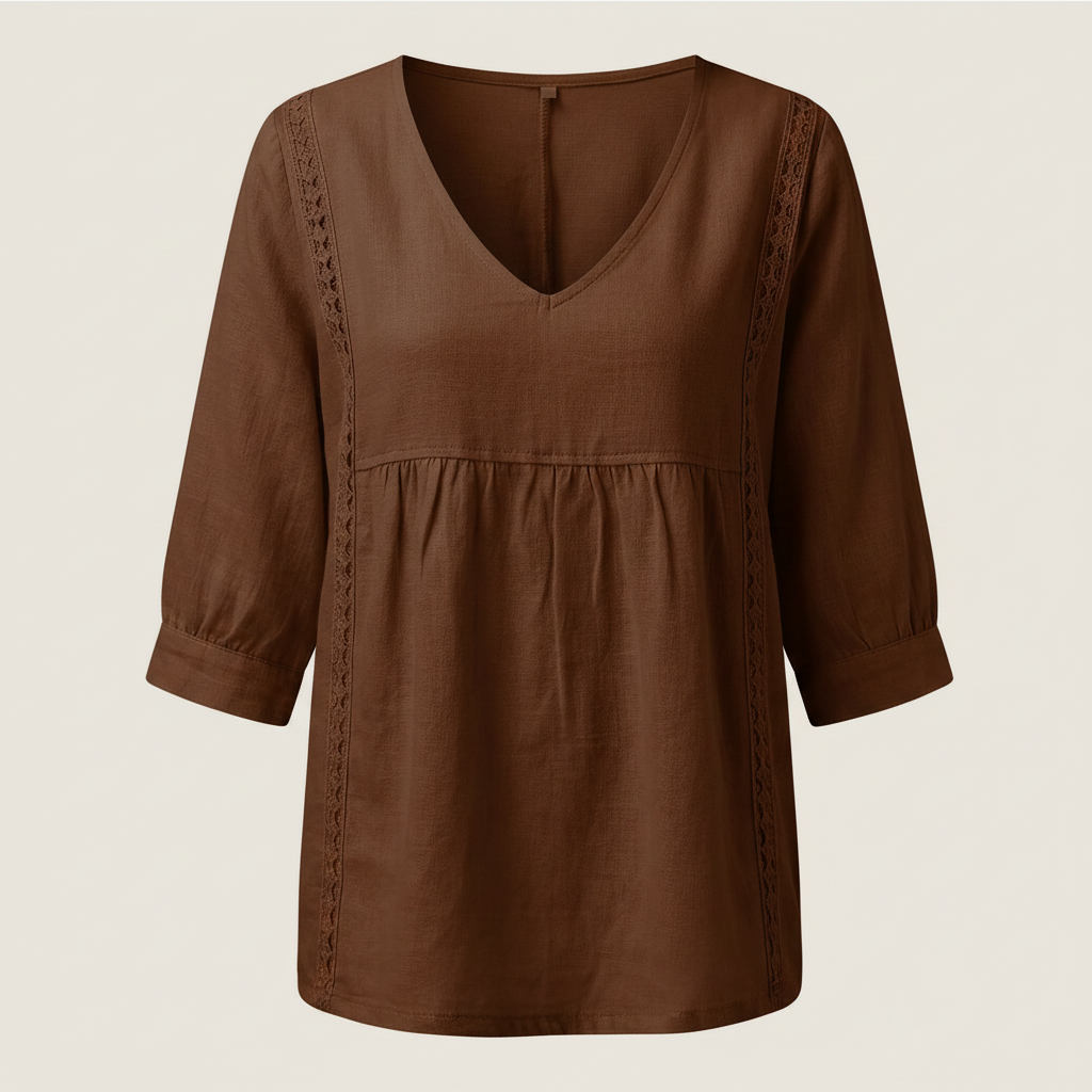 Women's Lace V-Neck Pullover Blouse