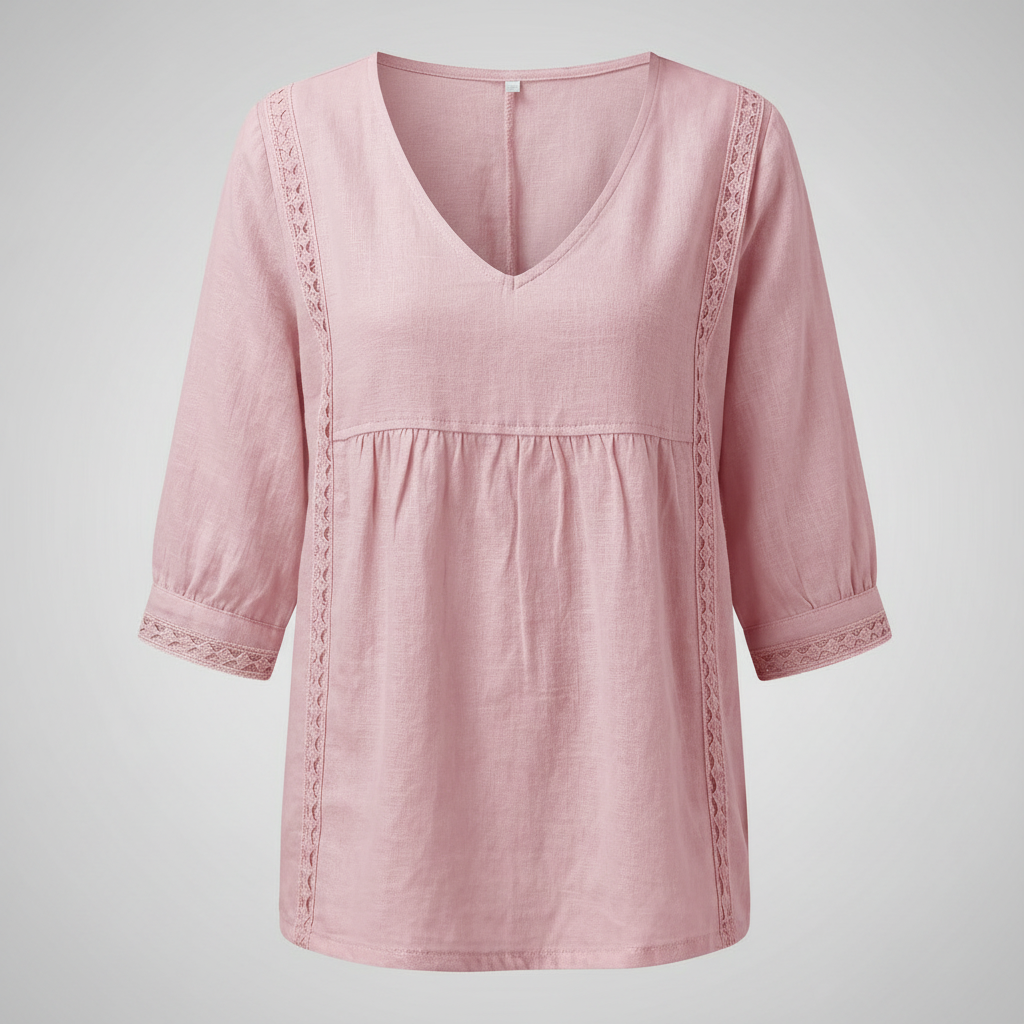 Women's Lace V-Neck Pullover Blouse